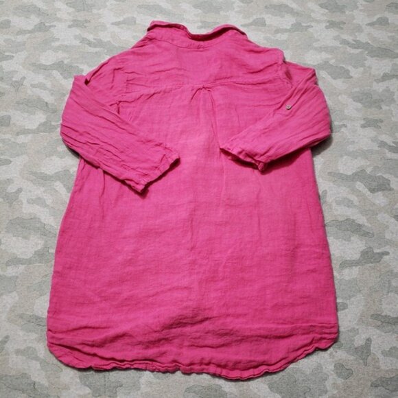 Rosemarine Top Womens Large Pink Linen Long Sleeve Button-Up - Picture 6 of 10
